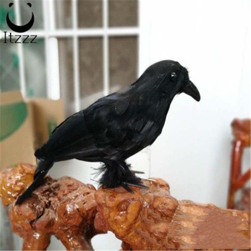 Fur toysBridHalloween black feather crow ornaments handmade plastic model ghost festival theme decoration bait crow propsHEZE HENGFANG LEATHER & FUR CRAFT CO., LTD